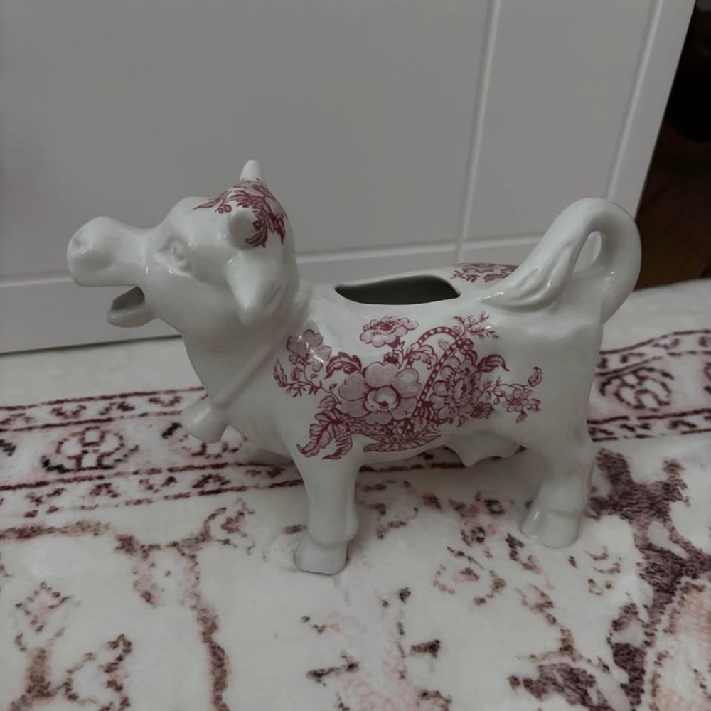 Staffordshire Floral Cow Creamer